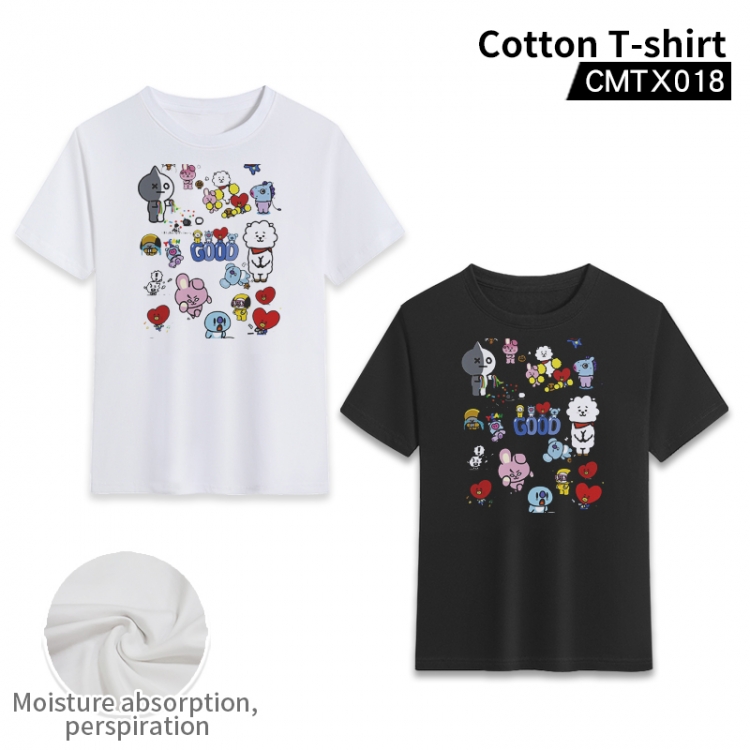 BT21   cotton color printing short-sleeved T-shirt fromXS to 3XL, black and white 2 colors available CMTX018