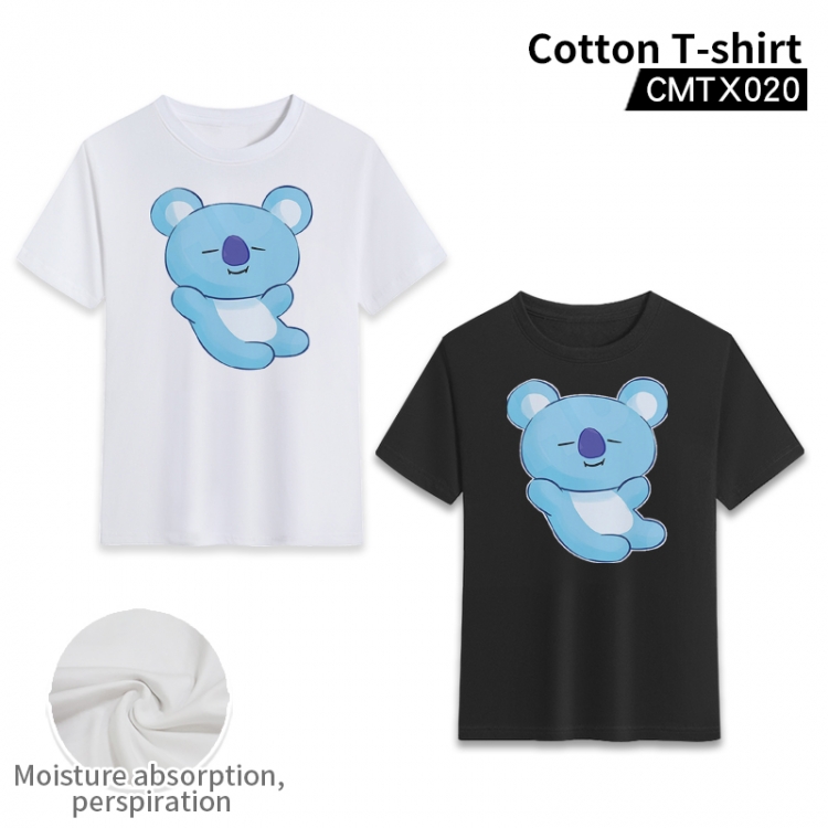 BT21   cotton color printing short-sleeved T-shirt fromXS to 3XL, black and white 2 colors available CMTX020