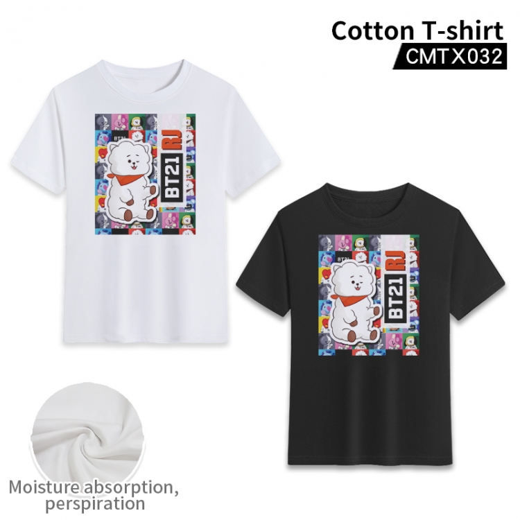 BT21   cotton color printing short-sleeved T-shirt fromXS to 3XL, black and white 2 colors available CMTX032