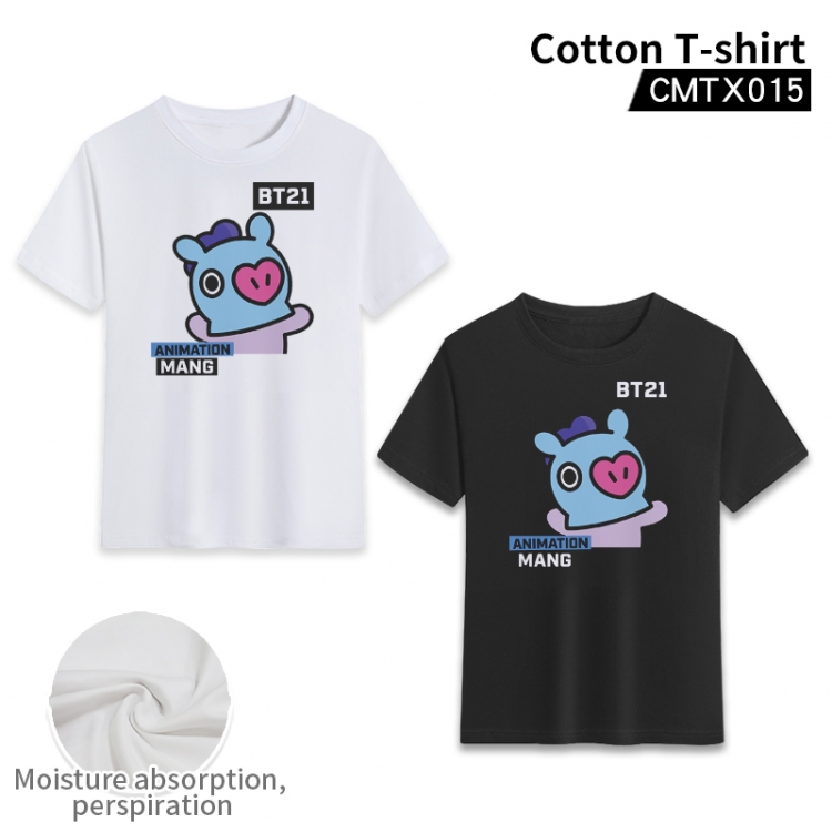 BT21   cotton color printing short-sleeved T-shirt fromXS to 3XL, black and white 2 colors available CMTX015