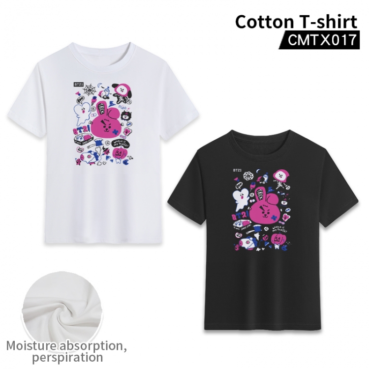BT21   cotton color printing short-sleeved T-shirt fromXS to 3XL, black and white 2 colors available CMTX017