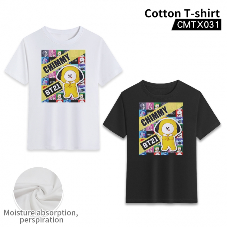 BT21   cotton color printing short-sleeved T-shirt fromXS to 3XL, black and white 2 colors available CMTX031