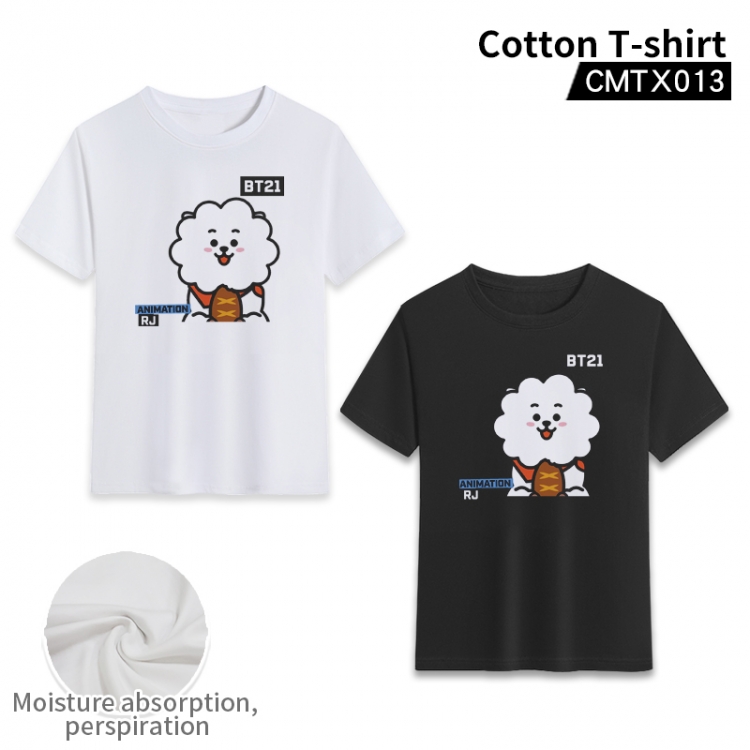 BT21   cotton color printing short-sleeved T-shirt fromXS to 3XL, black and white 2 colors available CMTX013