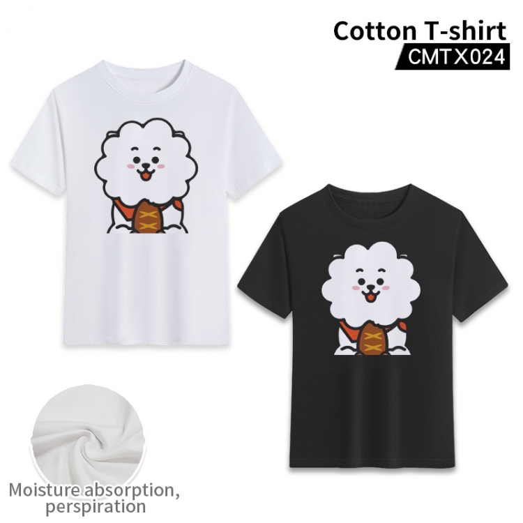 BT21   cotton color printing short-sleeved T-shirt fromXS to 3XL, black and white 2 colors available CMTX024