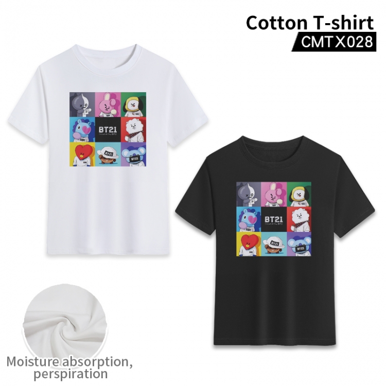 BT21   cotton color printing short-sleeved T-shirt fromXS to 3XL, black and white 2 colors available CMTX028