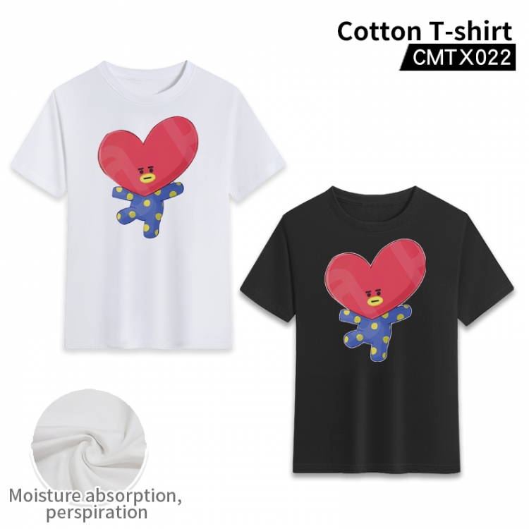 BT21   cotton color printing short-sleeved T-shirt fromXS to 3XL, black and white 2 colors available CMTX022