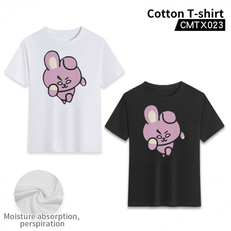 BT21   cotton color printing short-sleeved T-shirt fromXS to 3XL, black and white 2 colors available CMTX023