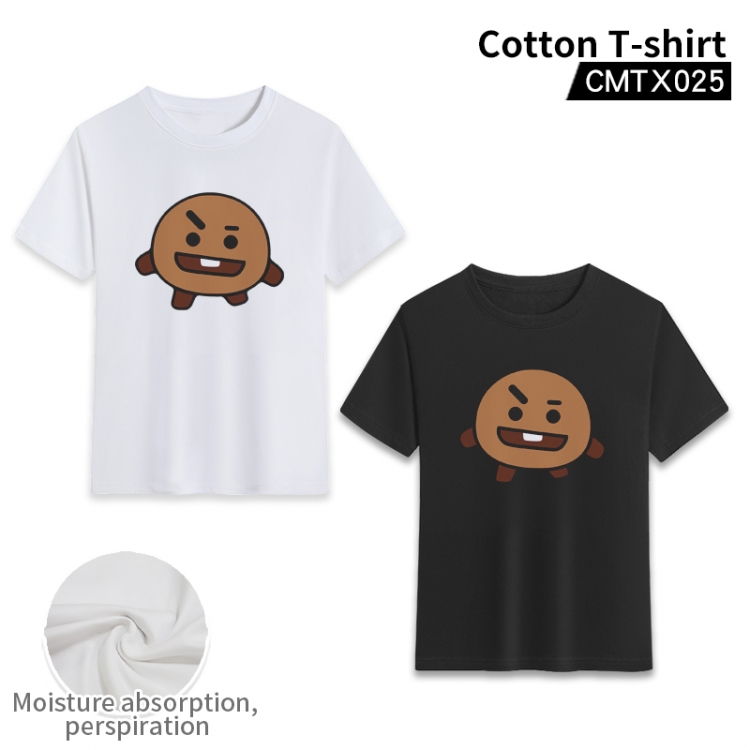 BT21   cotton color printing short-sleeved T-shirt fromXS to 3XL, black and white 2 colors available CMTX025