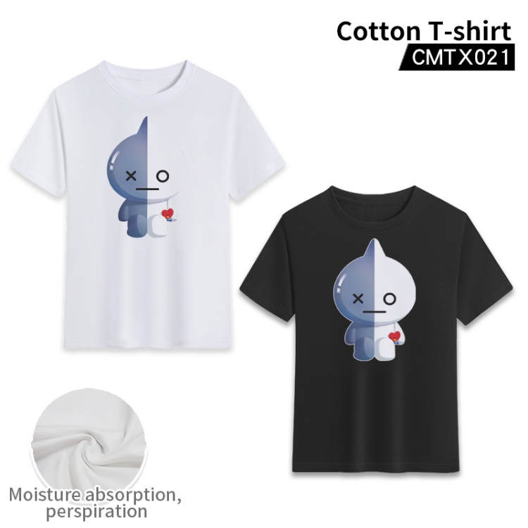 BT21   cotton color printing short-sleeved T-shirt fromXS to 3XL, black and white 2 colors available CMTX021