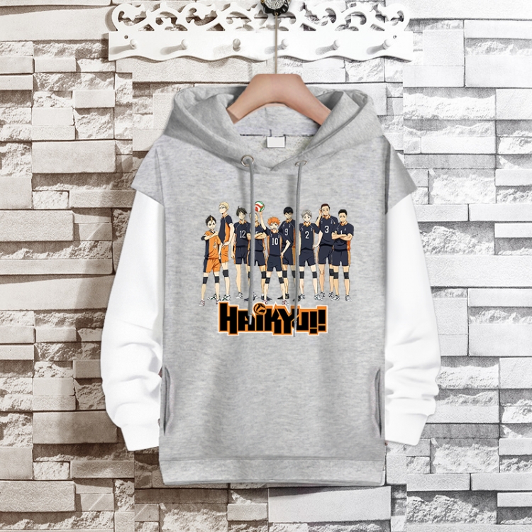 Haikyuu!! Anime fake two-piece thick hooded sweater from S to 3XL