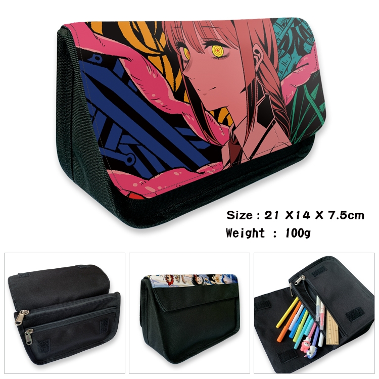 Chainsaw Man  Velcro canvas zipper pencil case Pencil Bag 21×14×7.5cm