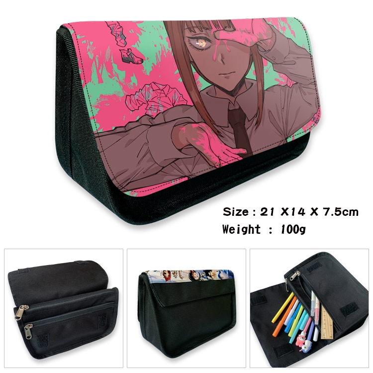 Chainsaw Man  Velcro canvas zipper pencil case Pencil Bag 21×14×7.5cm