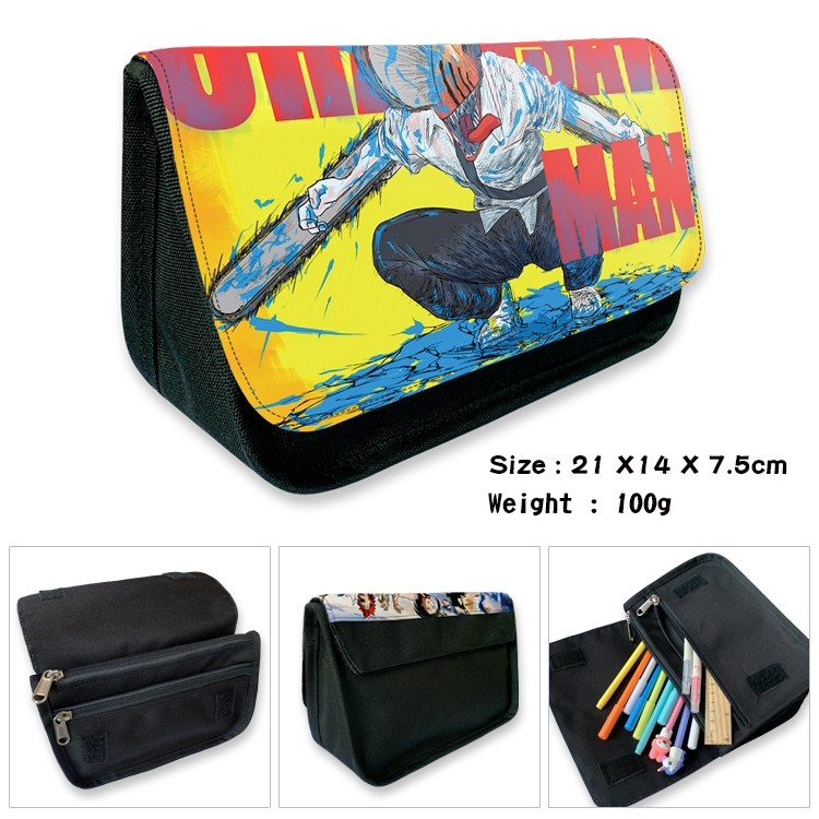 Chainsaw Man  Velcro canvas zipper pencil case Pencil Bag 21×14×7.5cm