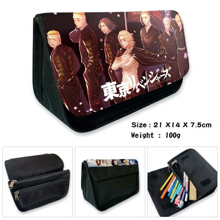 Tokyo Revengers  Velcro canvas zipper pencil case Pencil Bag 21×14×7.5cm