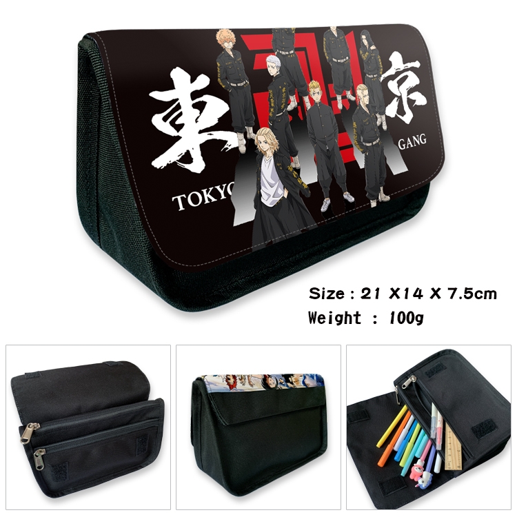 Tokyo Revengers  Velcro canvas zipper pencil case Pencil Bag 21×14×7.5cm