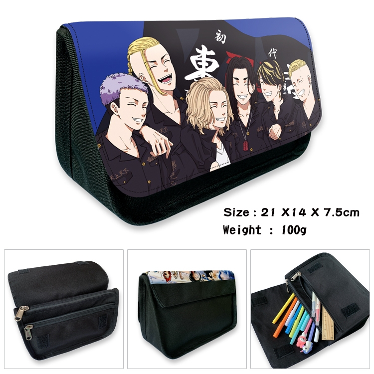 Tokyo Revengers  Velcro canvas zipper pencil case Pencil Bag 21×14×7.5cm