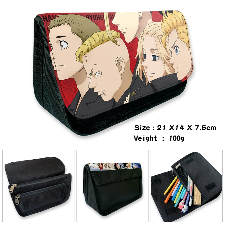 Tokyo Revengers  Velcro canvas zipper pencil case Pencil Bag 21×14×7.5cm