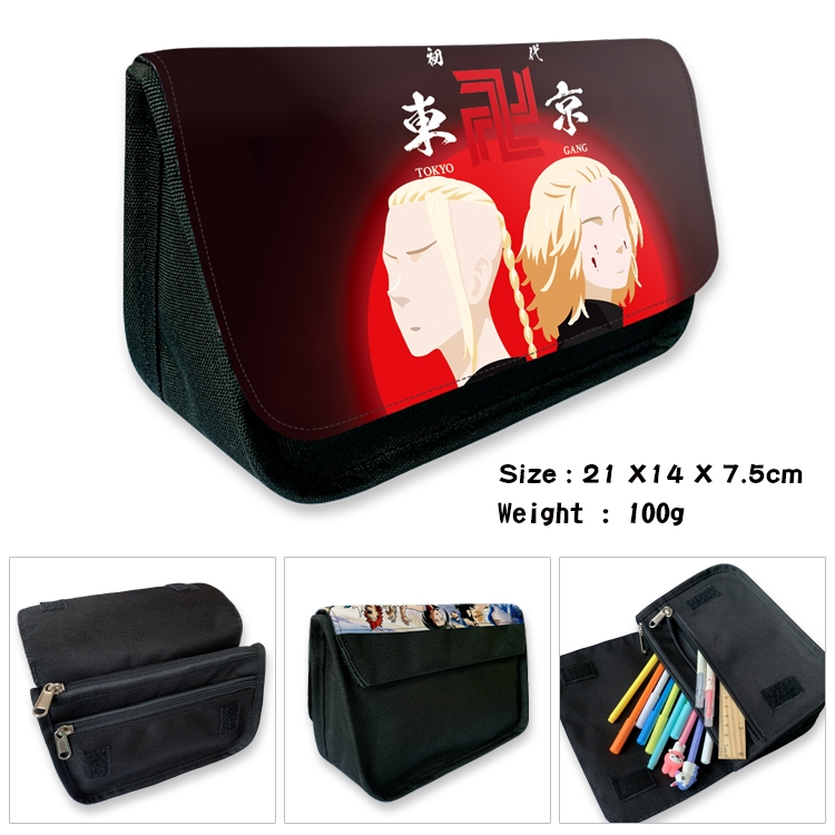 Tokyo Revengers  Velcro canvas zipper pencil case Pencil Bag 21×14×7.5cm