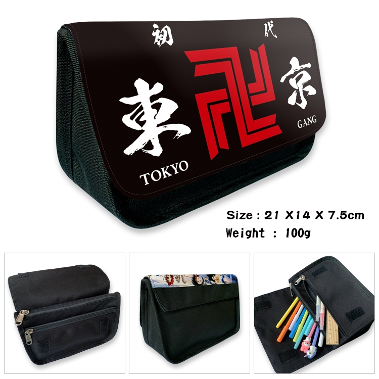 Tokyo Revengers  Velcro canvas zipper pencil case Pencil Bag 21×14×7.5cm