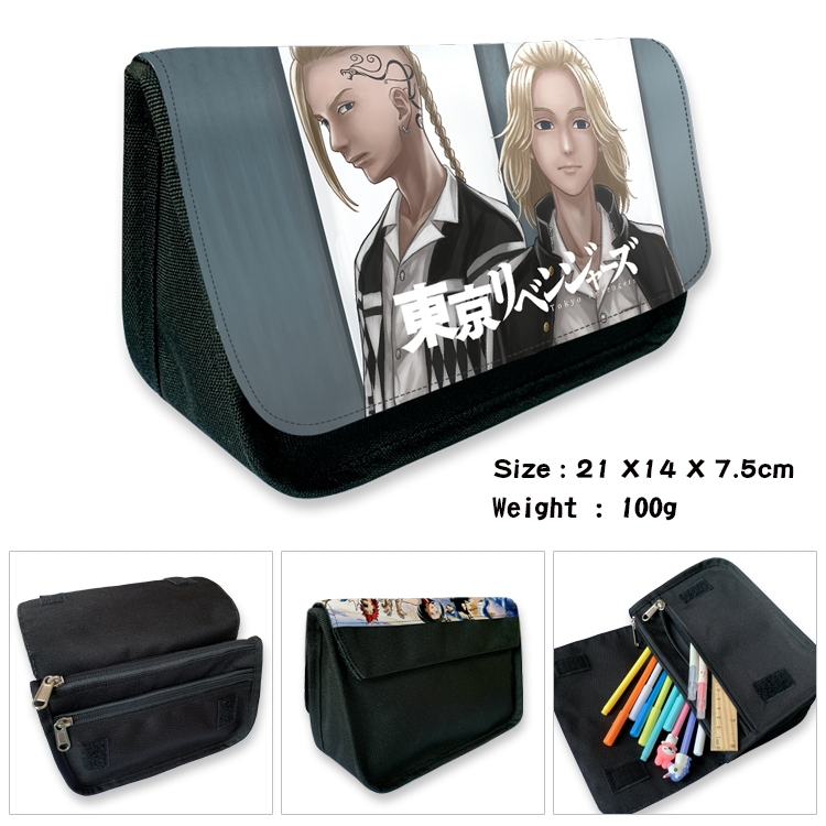 Tokyo Revengers  Velcro canvas zipper pencil case Pencil Bag 21×14×7.5cm