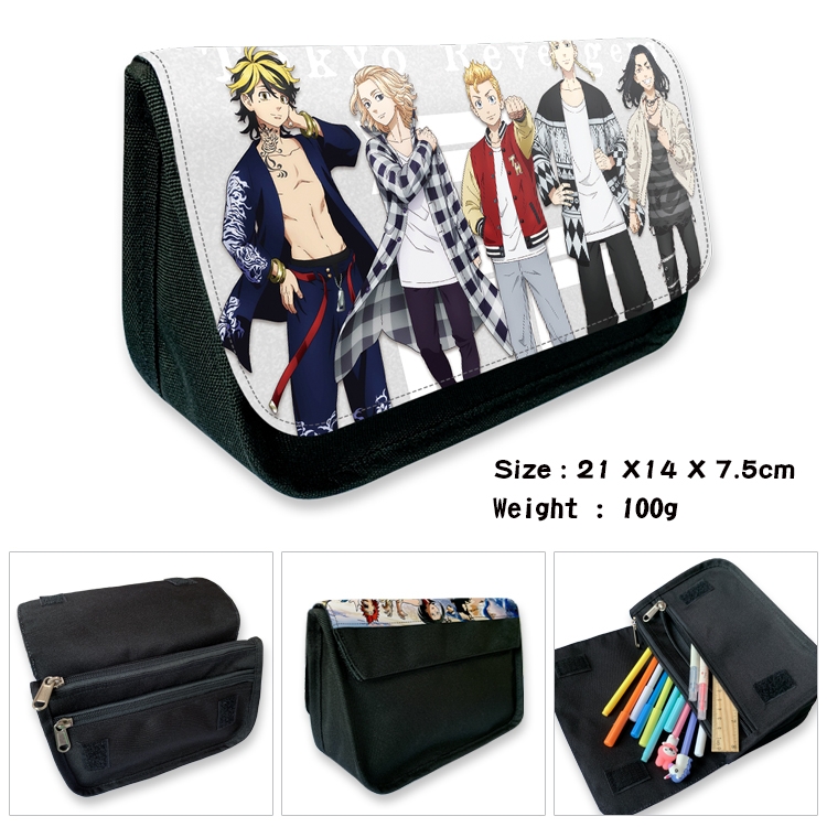 Tokyo Revengers  Velcro canvas zipper pencil case Pencil Bag 21×14×7.5cm