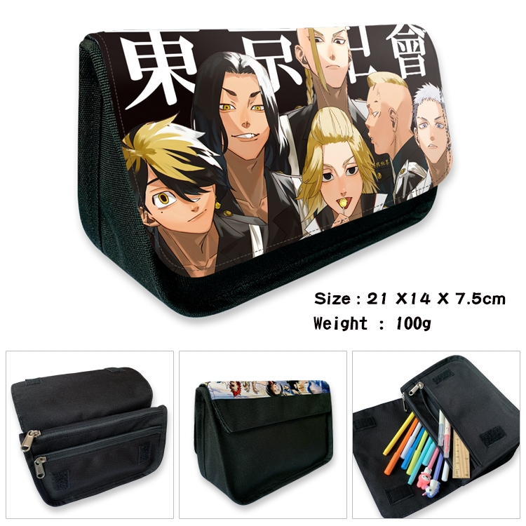 Tokyo Revengers  Velcro canvas zipper pencil case Pencil Bag 21×14×7.5cm