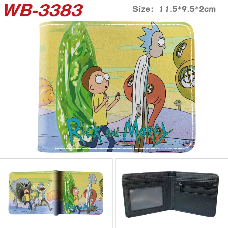 Rick and Morty Anime pu half-fold wallet 11.5X9X2CM WB-3383A
