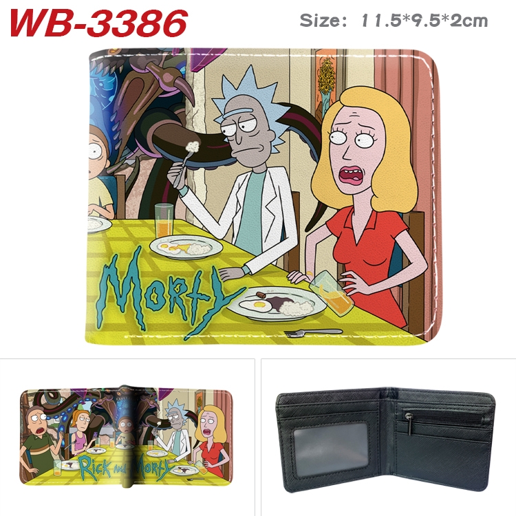 Rick and Morty Anime pu half-fold wallet 11.5X9X2CM WB-3386A