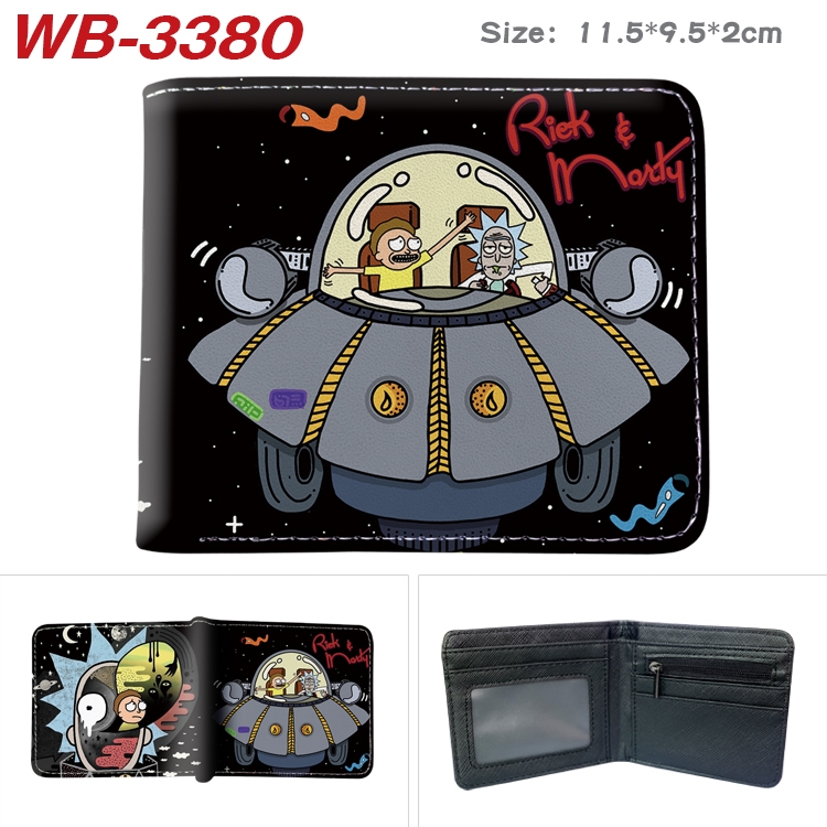 Rick and Morty Anime pu half-fold wallet 11.5X9X2CM WB-3380A