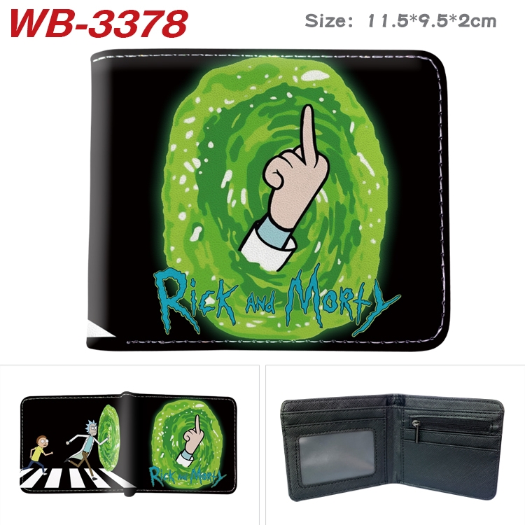 Rick and Morty Anime pu half-fold wallet 11.5X9X2CM WB-3378A