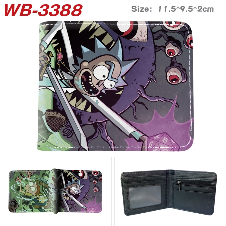 Rick and Morty Anime pu half-fold wallet 11.5X9X2CM WB-3388A