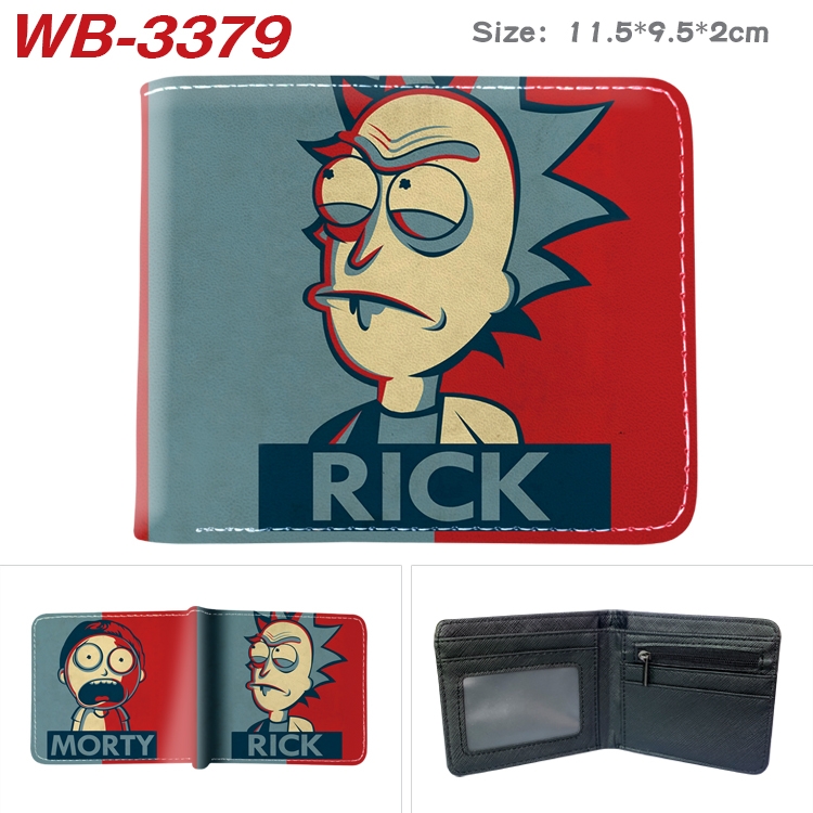 Rick and Morty Anime pu half-fold wallet 11.5X9X2CM  WB-3379A