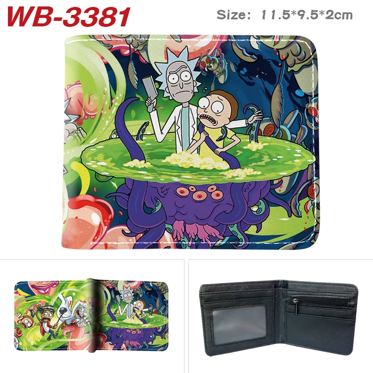 Rick and Morty Anime pu half-fold wallet 11.5X9X2CM WB-3381A