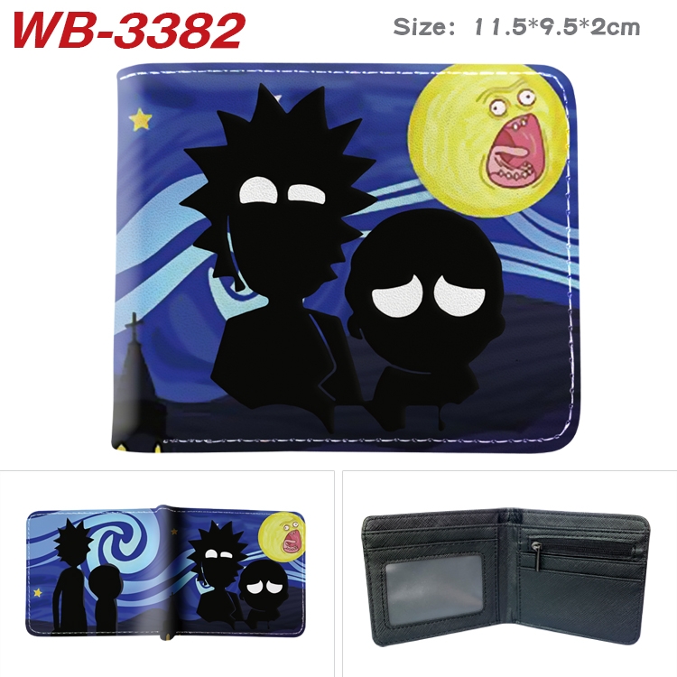 Rick and Morty Anime pu half-fold wallet 11.5X9X2CM WB-3382A