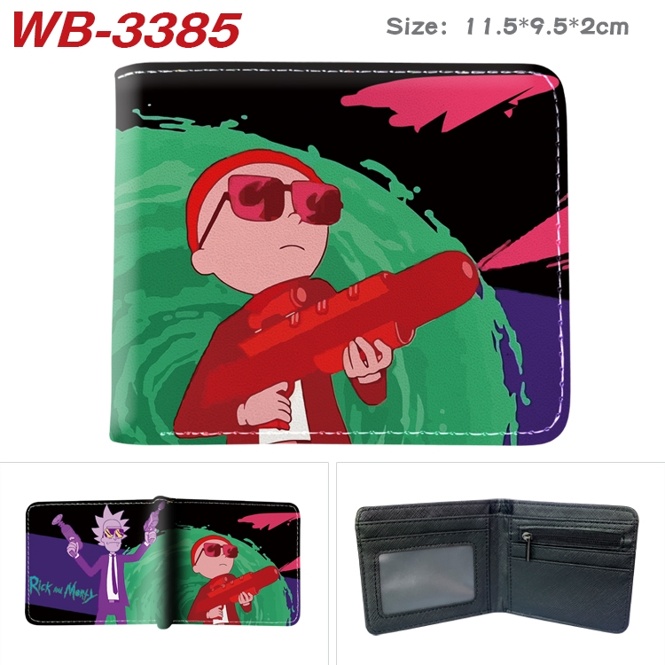 Rick and Morty Anime pu half-fold wallet 11.5X9X2CM WB-3385A