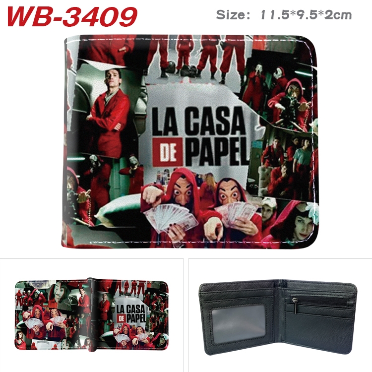 Money Heist  Anime pu half-fold wallet 11.5X9X2CM  WB-3409A