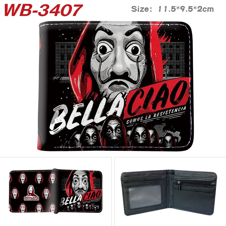 Money Heist  Anime pu half-fold wallet 11.5X9X2CM   WB-3407A