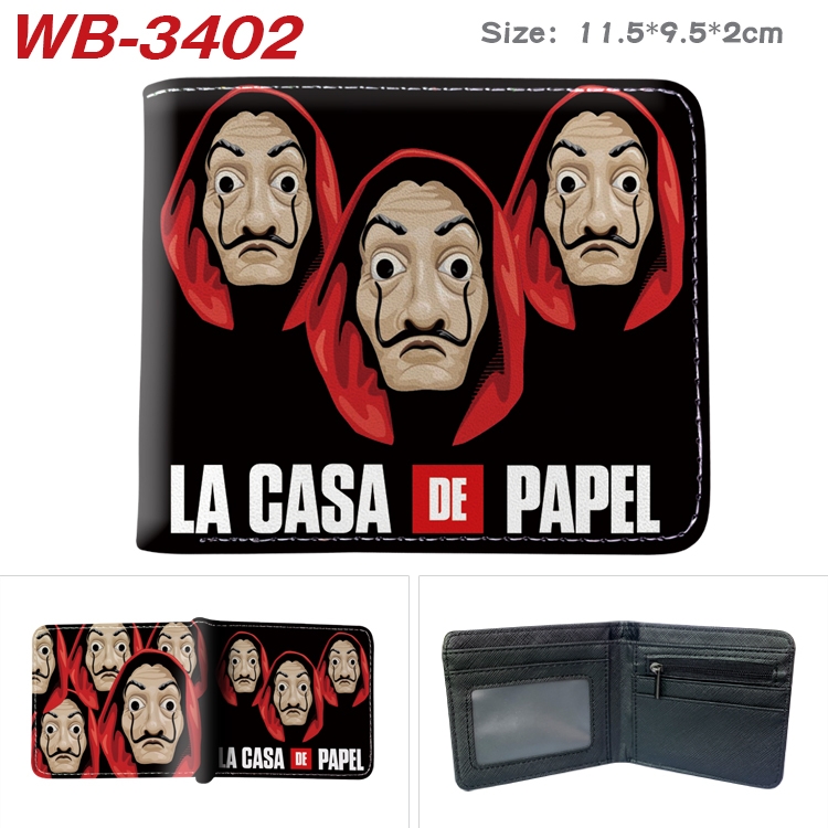 Money Heist  Anime pu half-fold wallet 11.5X9X2CM  WB-3402A