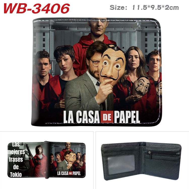 Money Heist  Anime pu half-fold wallet 11.5X9X2CM  WB-3406A