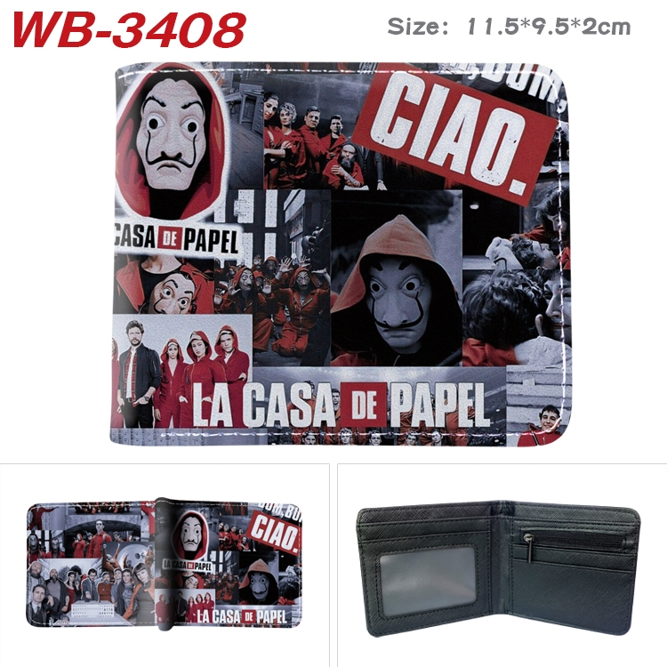 Money Heist  Anime pu half-fold wallet 11.5X9X2CM  WB-3408A