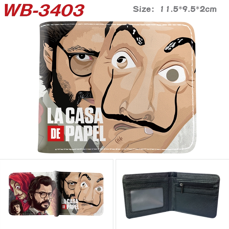 Money Heist  Anime pu half-fold wallet 11.5X9X2CM  WB-3403A
