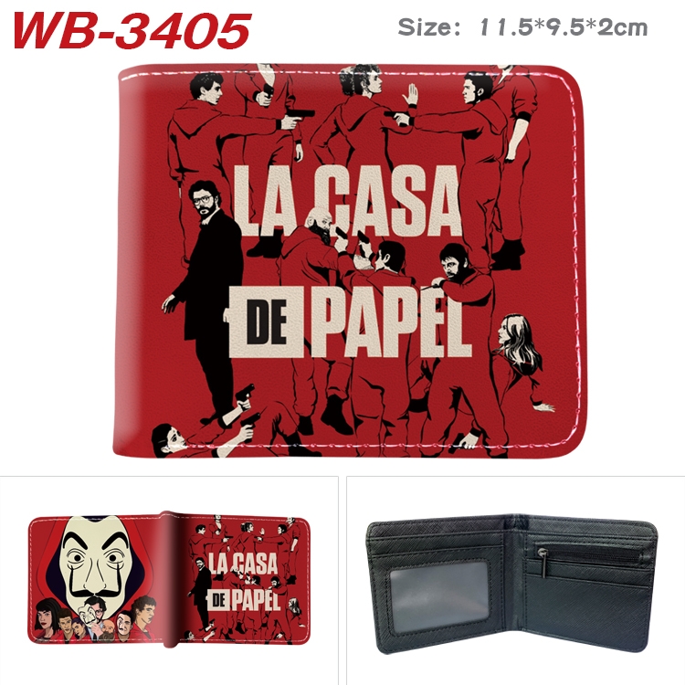 Money Heist  Anime pu half-fold wallet 11.5X9X2CM  WB-3405A