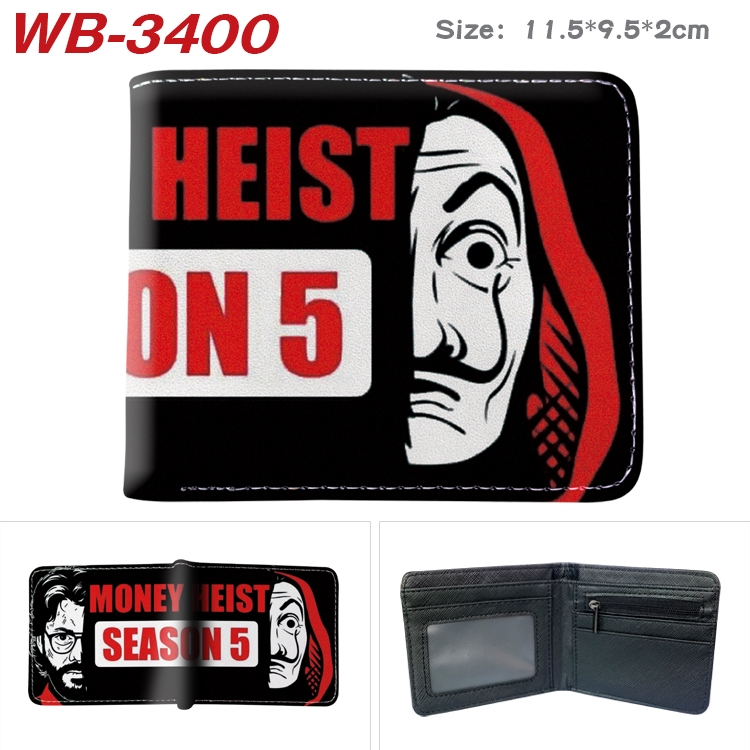 Money Heist  Anime pu half-fold wallet 11.5X9X2CM  WB-3400A