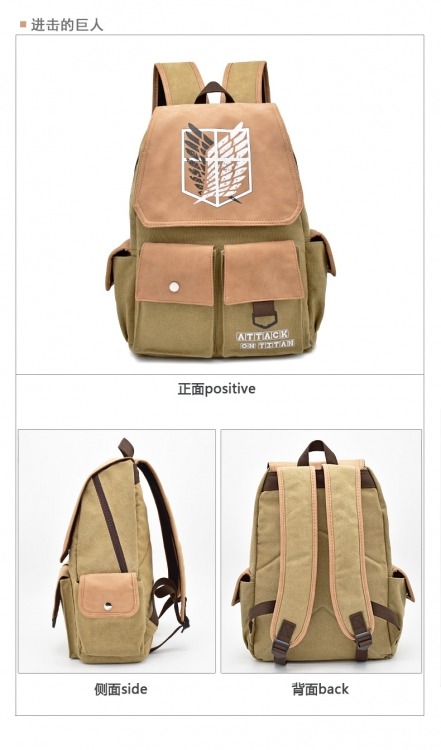 Shingeki no Kyojin Anime color printing canvas school bag backpack 43x31x13cm