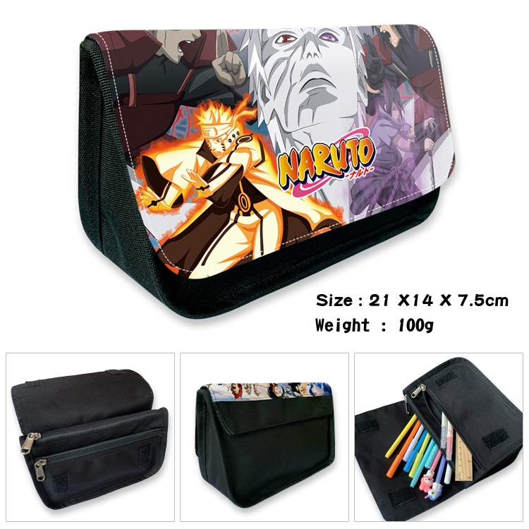 Naruto Velcro canvas zipper pencil case Pencil Bag 21×14×7.5cm