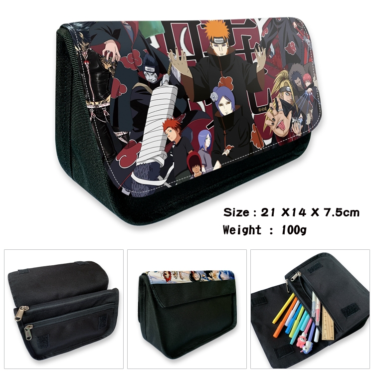 Naruto Velcro canvas zipper pencil case Pencil Bag 21×14×7.5cm