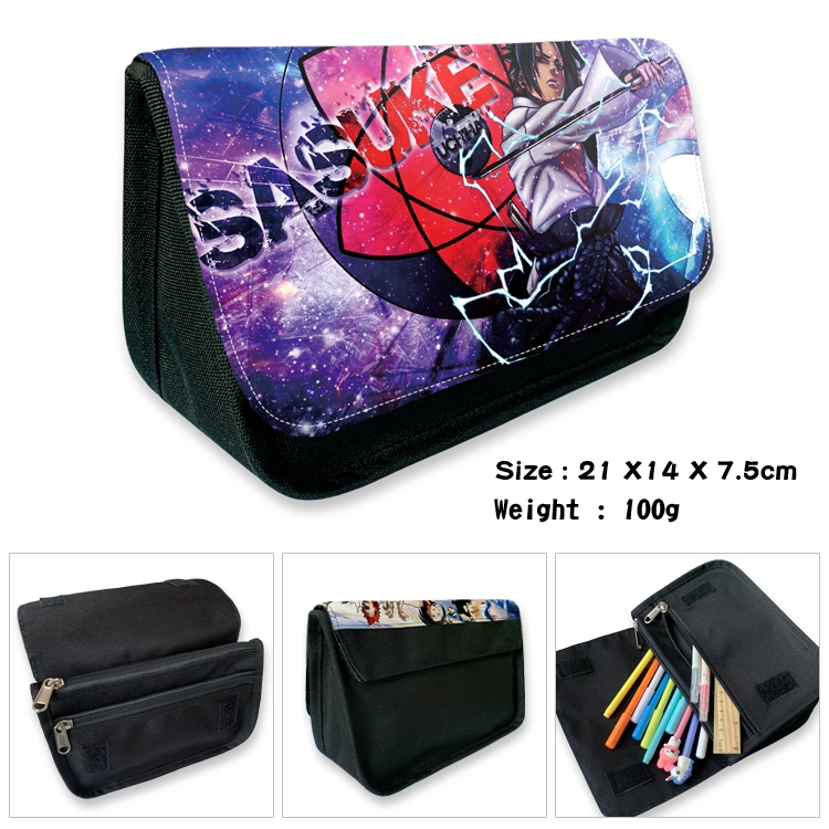 Naruto Velcro canvas zipper pencil case Pencil Bag 21×14×7.5cm