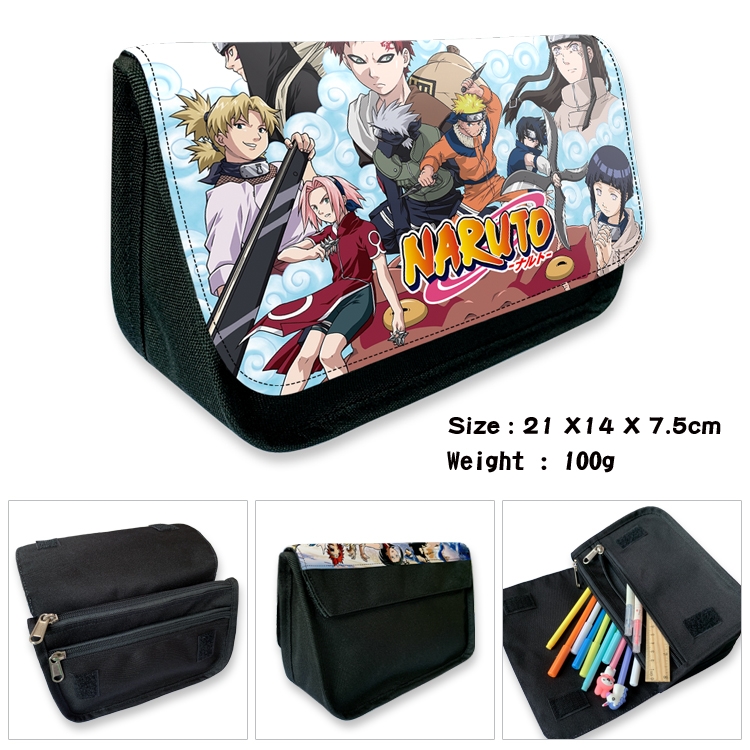 Naruto Velcro canvas zipper pencil case Pencil Bag 21×14×7.5cm