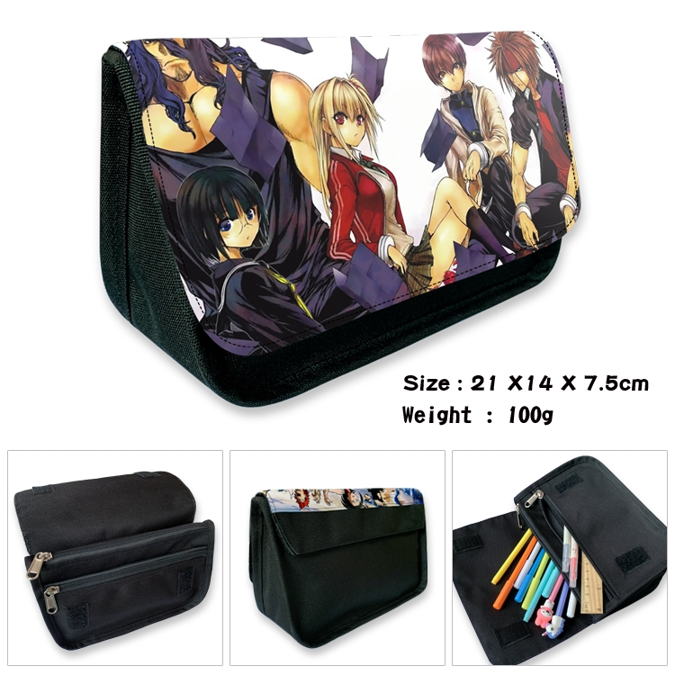 Meet for 5 seconds to start fighting  Velcro canvas zipper pencil case Pencil Bag 21×14×7.5cm