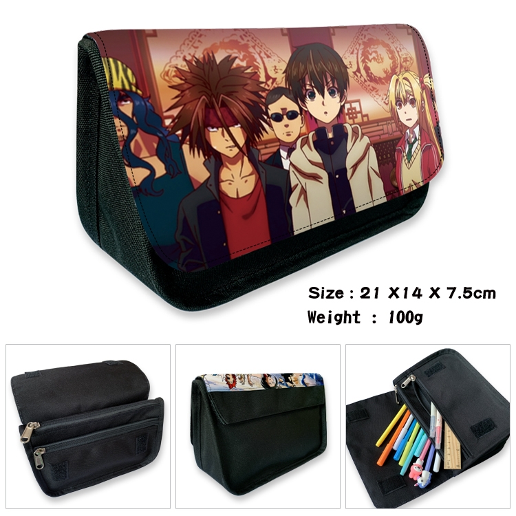 Meet for 5 seconds to start fighting  Velcro canvas zipper pencil case Pencil Bag 21×14×7.5cm